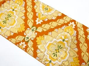 アンティーク　斜め格子に華紋織り出し袋帯（材料）